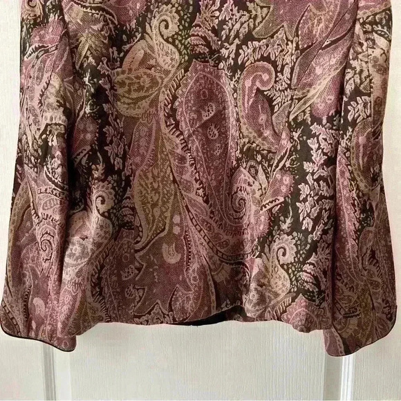 Vintage Tradition Jacquard Blazer Open Front Burgundy Maroon Gold  Size 8 Petite - Picture 7 of 15